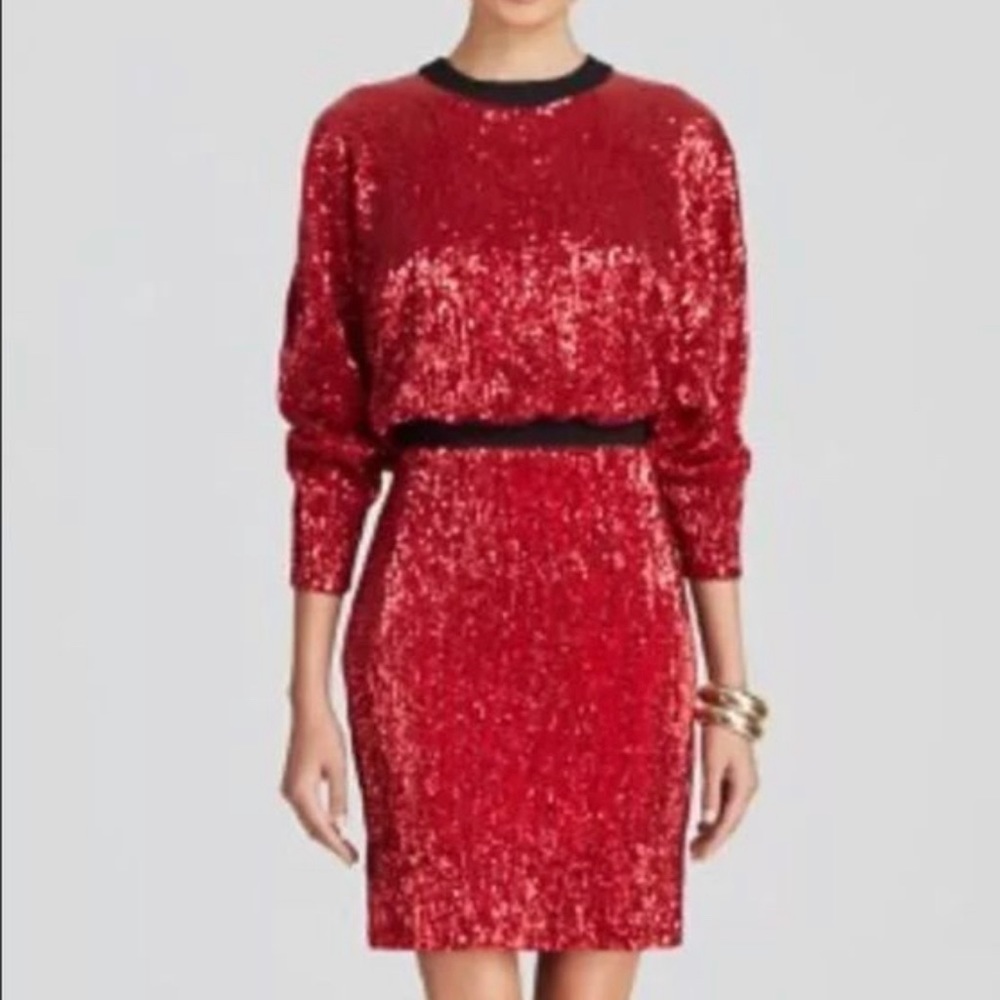 ABS by Allen Schwartz Red Sequin Backless Dress
